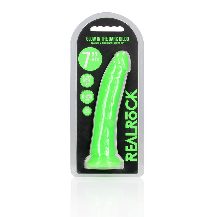 REALROCK 18 cm Slim Glow in the Dark Neon - Green - Glow in Dark Green 18 cm (7'') Dong
