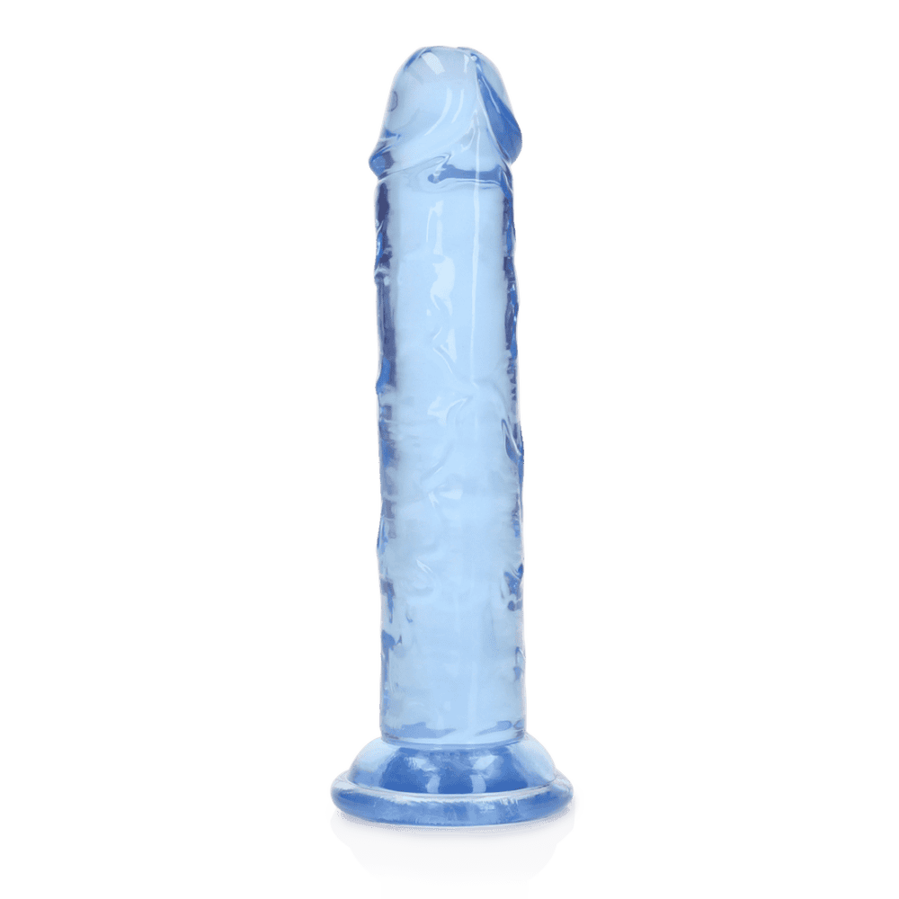 REALROCK straight dildo in translucent blue, 15.5 cm, with suction cup base