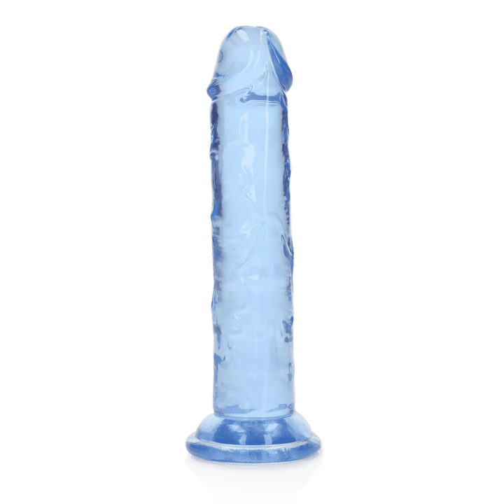 REALROCK straight dildo in translucent blue, 15.5 cm, with suction cup base