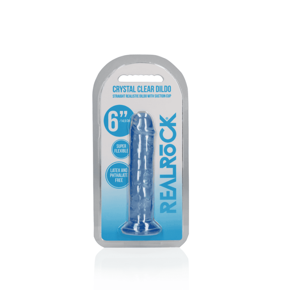 REALROCK 15.5 cm blue straight dildo, side view