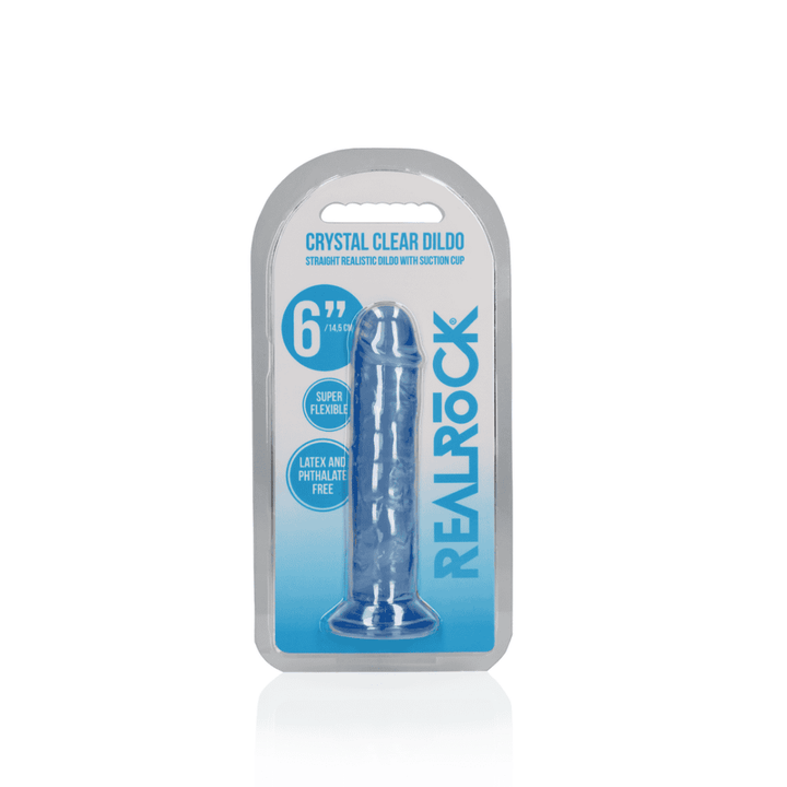 REALROCK 15.5 cm blue straight dildo, side view