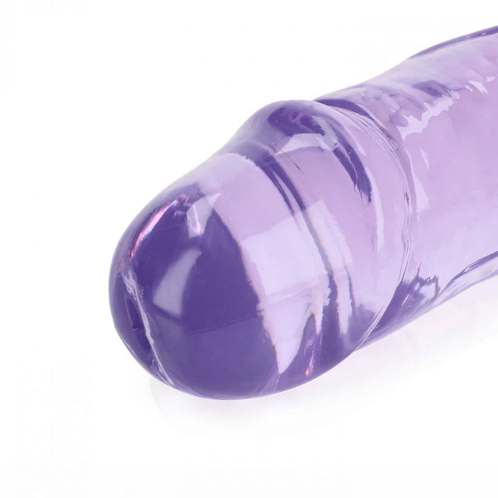 REALROCK 45 cm Double Dildo in Purple, close-up of one moulded head and the veined shaft