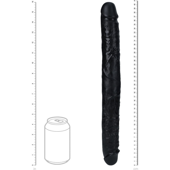 REALROCK 40cm Thick Double Dildo - Black - Black 40 cm (16'') Thick Double Dong