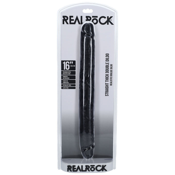 REALROCK 40cm Thick Double Dildo - Black - Black 40 cm (16'') Thick Double Dong