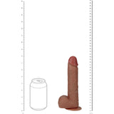 REALROCK 20cm Vibrating + Rotating Cock + Balls - Tan - Tan 20.3 cm (8'') USB Rechargeable Vibrating and Rotating Dong