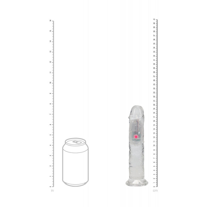 REALROCK 7'' No Balls Wireless Rechargeable LED Vibrating Dong - Clear with LED 20 cm USB Rechargeable Vibrating Dong with Remote