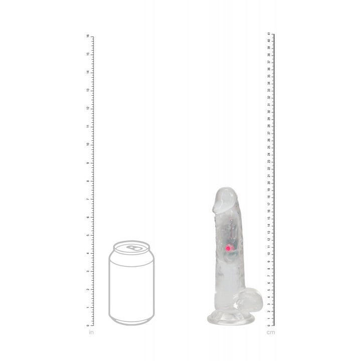 REALROCK 7'' with Balls Wireless Rechargeable LED Vibrating Dong - Clear with LED 19.5 cm USB Rechargeable Vibrating Dong with Remote