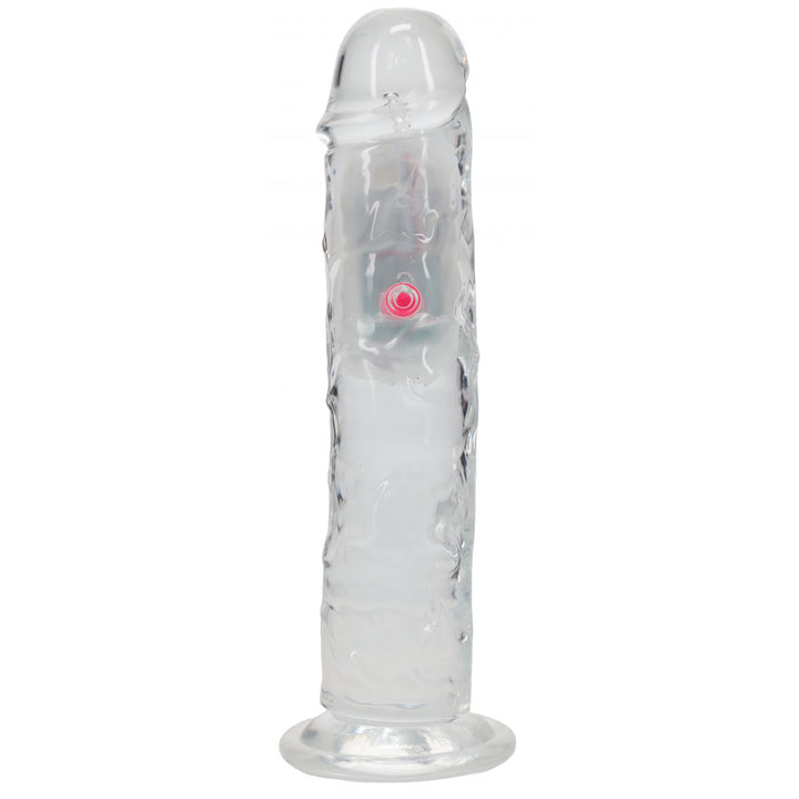 REALROCK 8'' No Balls Wireless Rechargeable LED Vibrating Dong - Clear with LED 22 cm USB Rechargeable Vibrating Dong with Remote