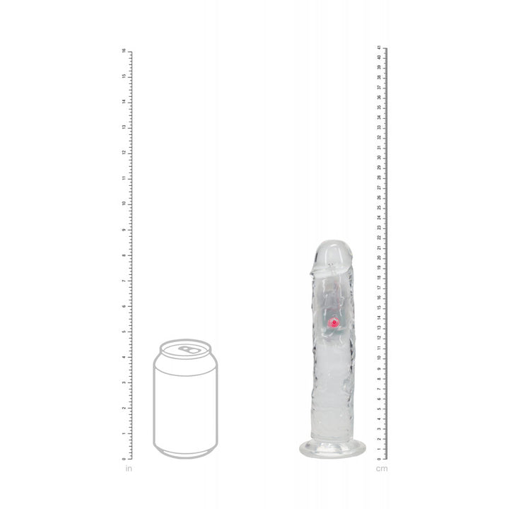 REALROCK 8'' No Balls Wireless Rechargeable LED Vibrating Dong - Clear with LED 22 cm USB Rechargeable Vibrating Dong with Remote