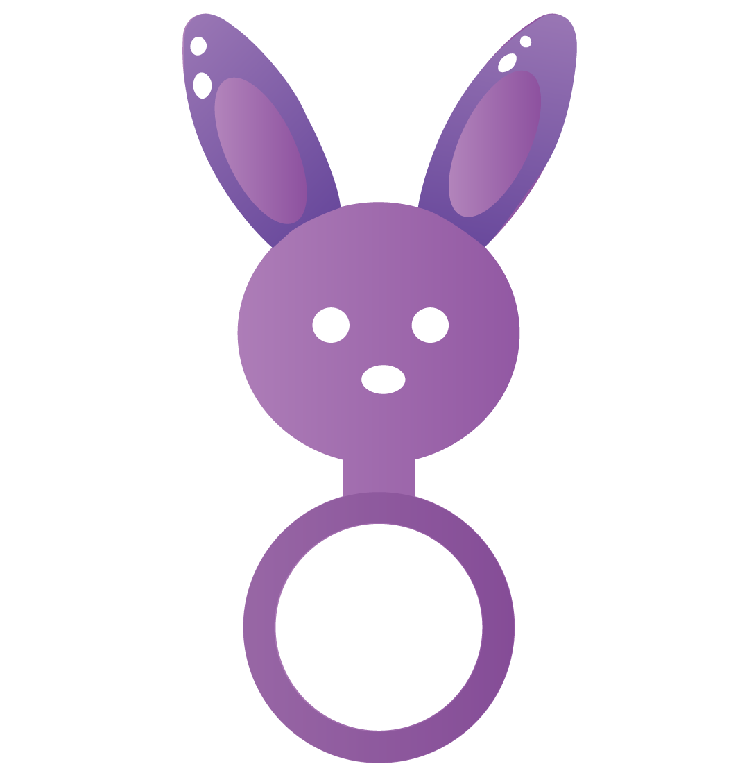 Purple bunny-shaped object on a white background