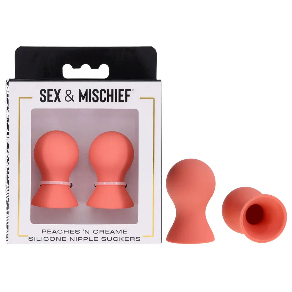 Sportsheets Sex & Mischief Peaches n CreaMe Silicone Nipple Suckers, Peach