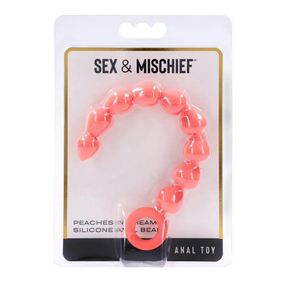 Sportsheets Sex & Mischief Peaches n CreaMe Silicone Anal Beads, Peach