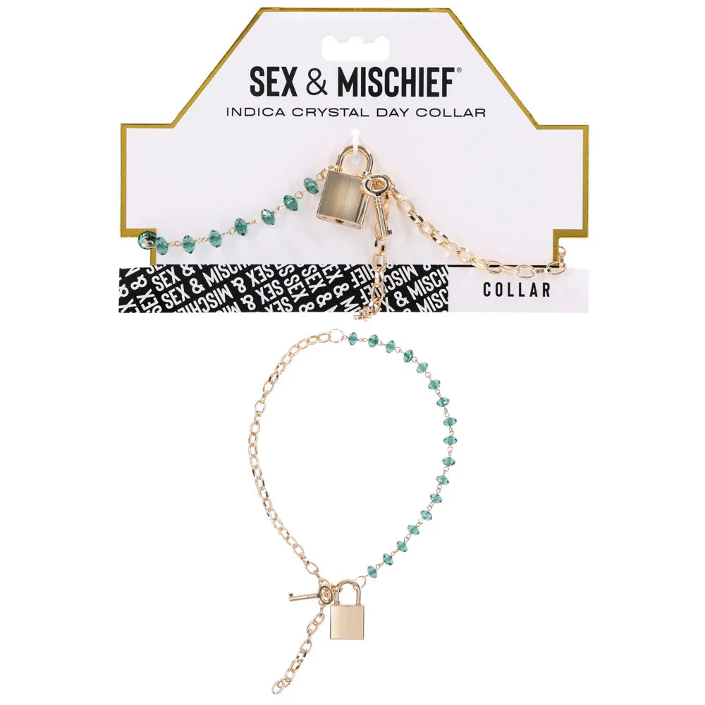 Sportsheets Sex & Mischief Indica Crystal Day Collar, Gold/Emerald