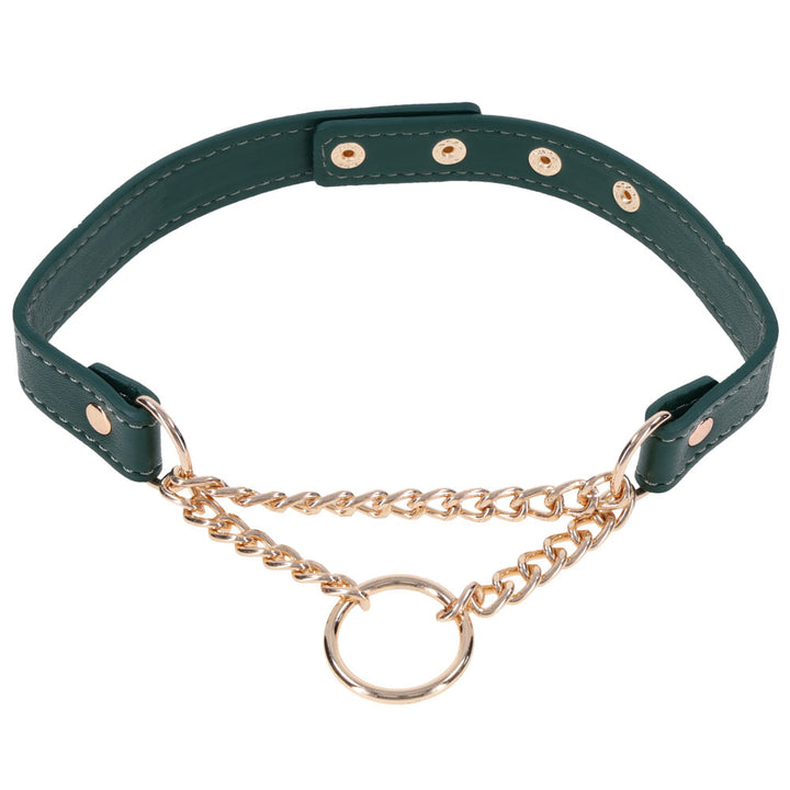 Green Indica Day Collar formed into a ring with the gold martingale chain