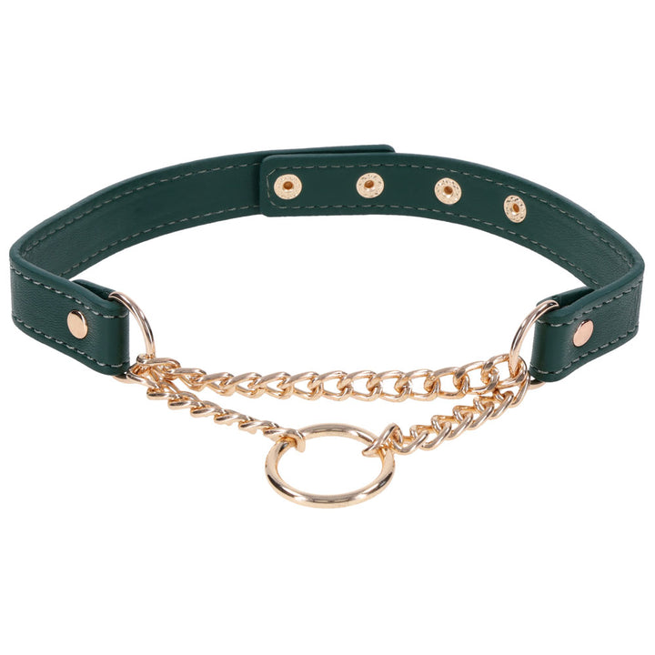 Indica Day Collar with the gold chain and O-ring hanging at the front