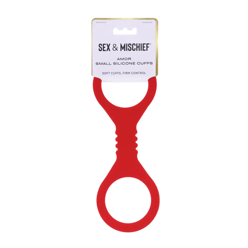 Sportsheets Sex & Mischief Amor Small Silicone Cuffs, Red