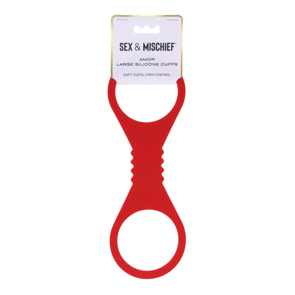 Sportsheets Sex & Mischief Amor Large Silicone Cuffs, Red