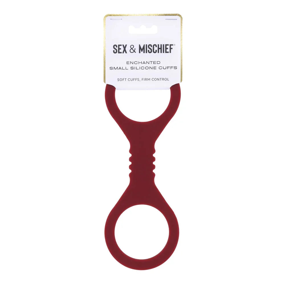 Sportsheets Sex & Mischief Enchanted Small Silicone Cuffs, Burgundy