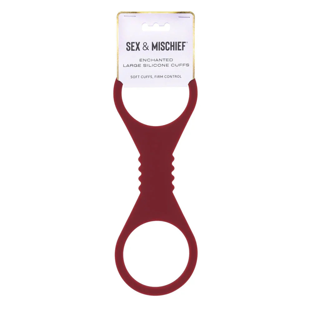 Sportsheets Sex & Mischief Enchanted Large Silicone Cuffs, Burgundy