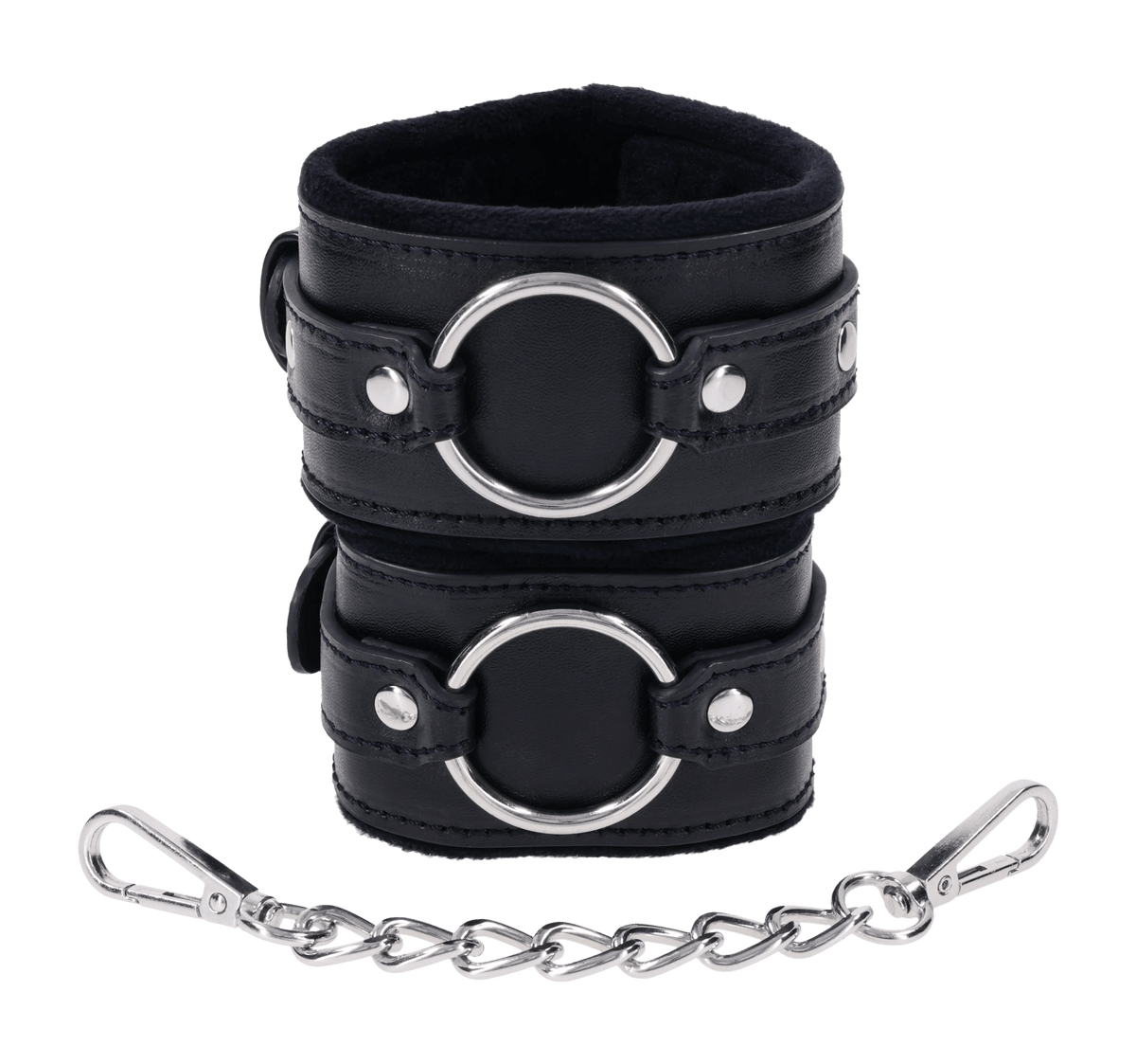 Sex & Mischief Shadow handcuffs, detail of buckle and connecting clip