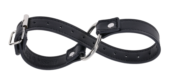 Sex & Mischief Shadow black leather convertible cuffs with metal clips