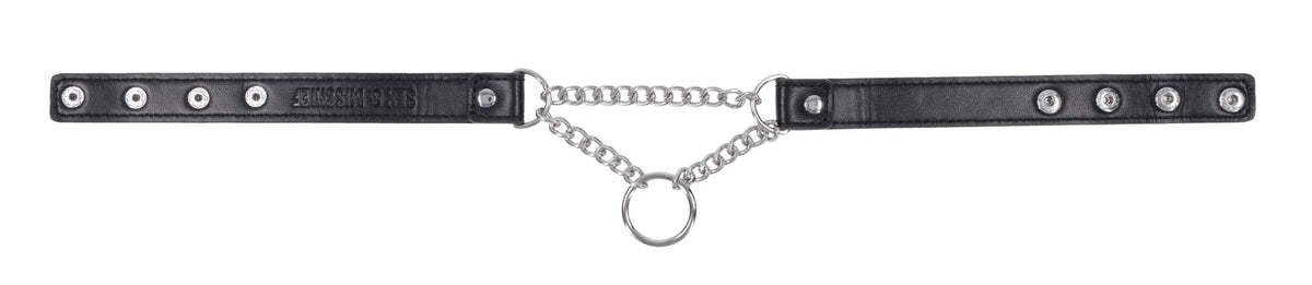 Sex & Mischief Shadow day collar, side view showing adjustable sizing