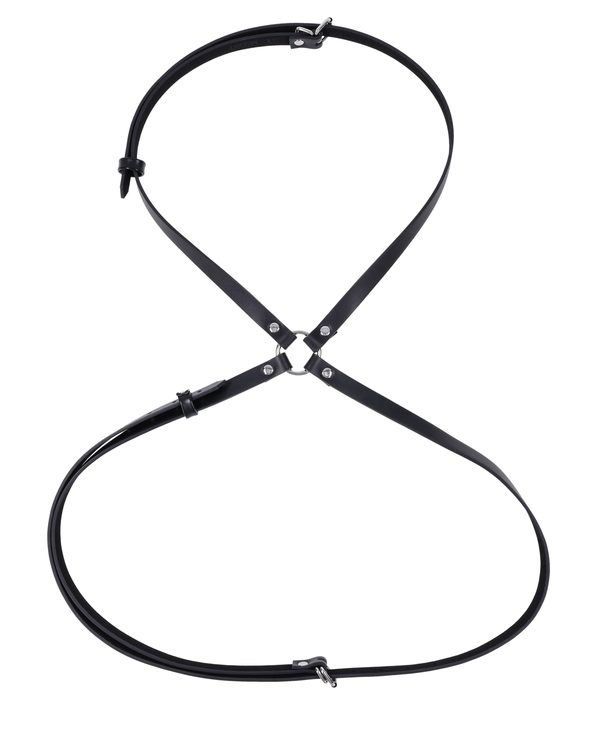 Sex & Mischief Shadow black leather body harness with metal O-ring