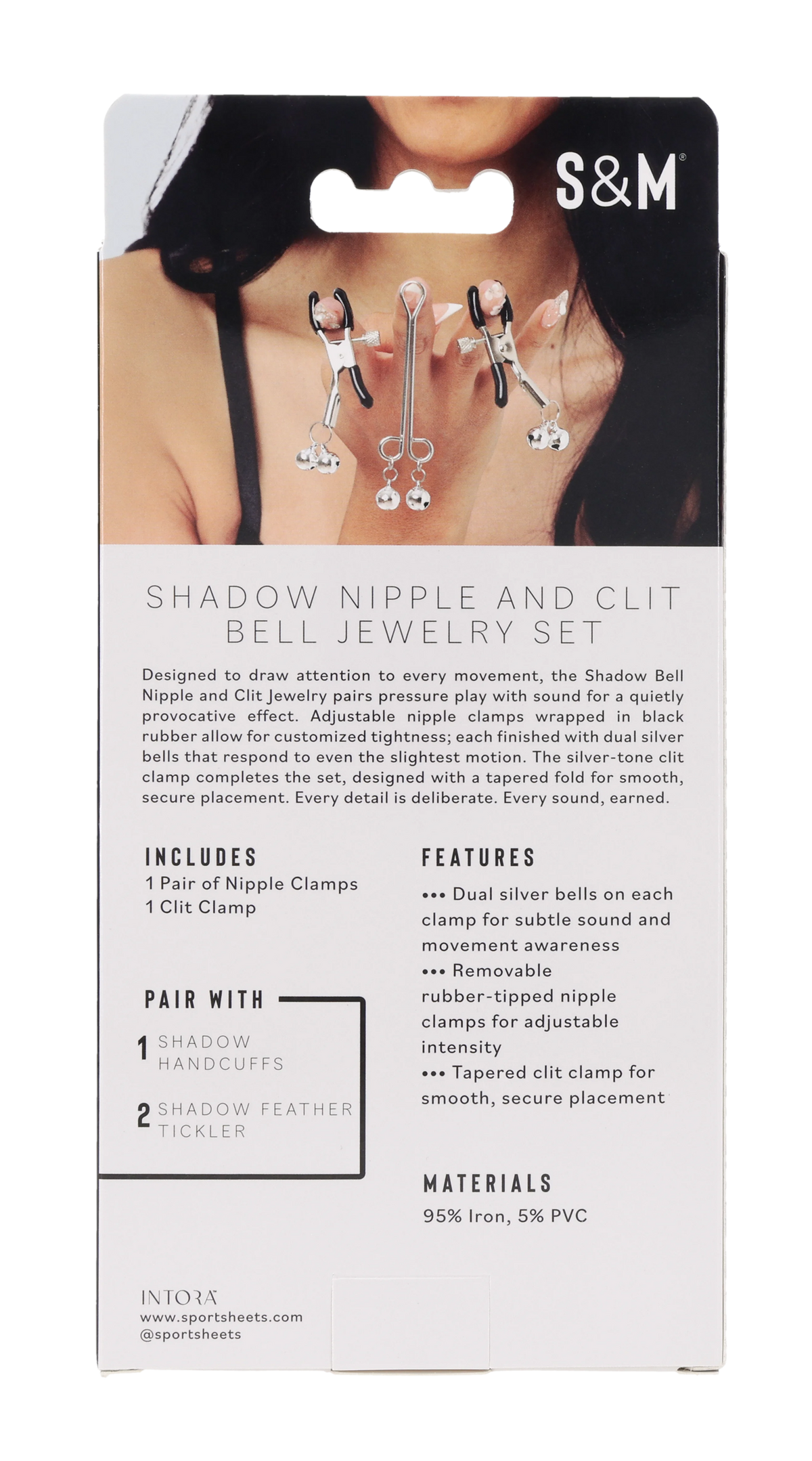 Sex & Mischief Shadow bell nipple and clit jewellery retail packaging