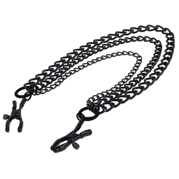 SPORTSHEETS Signature Midnight Muse exCHAINgeable Nipple Jewelry - Black Nipple Clamps with Chain