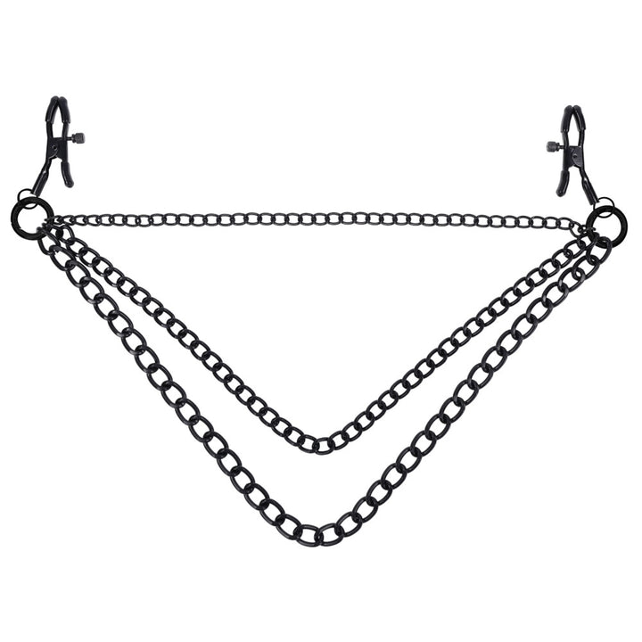 SPORTSHEETS Signature Midnight Muse exCHAINgeable Nipple Jewelry - Black Nipple Clamps with Chain