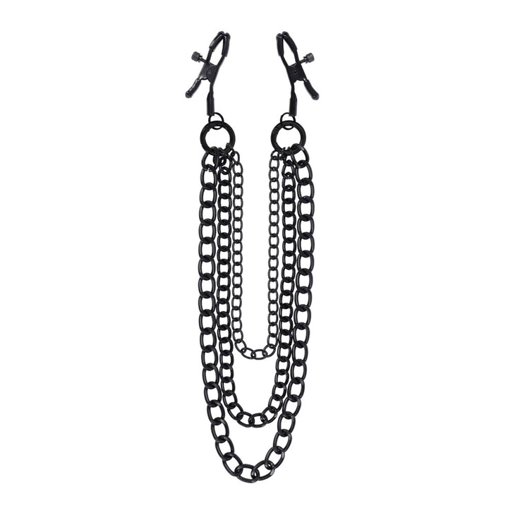 SPORTSHEETS Signature Midnight Muse exCHAINgeable Nipple Jewelry - Black Nipple Clamps with Chain