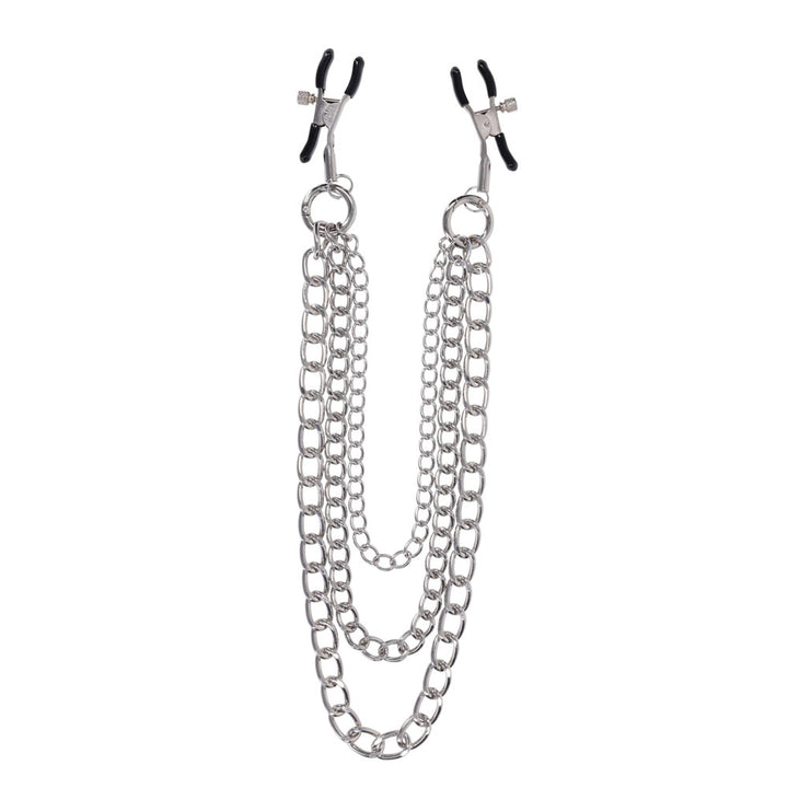 SPORTSHEETS Signature exCHAINgeable Nipple Jewelry - Silver Nipple Clamps with Chain