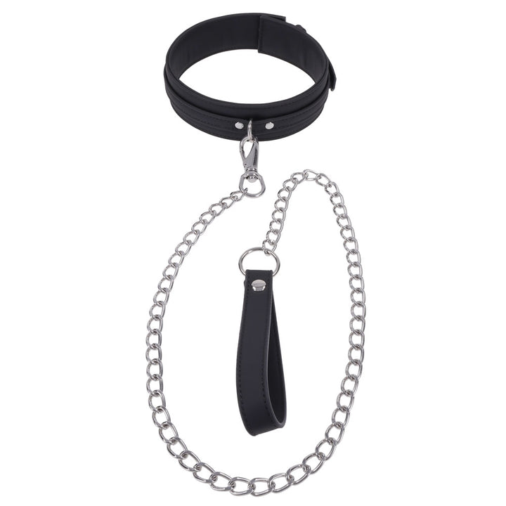 SPORTSHEETS Signature Midnight Muse Collar & Leash - Black Adjustable Restraint