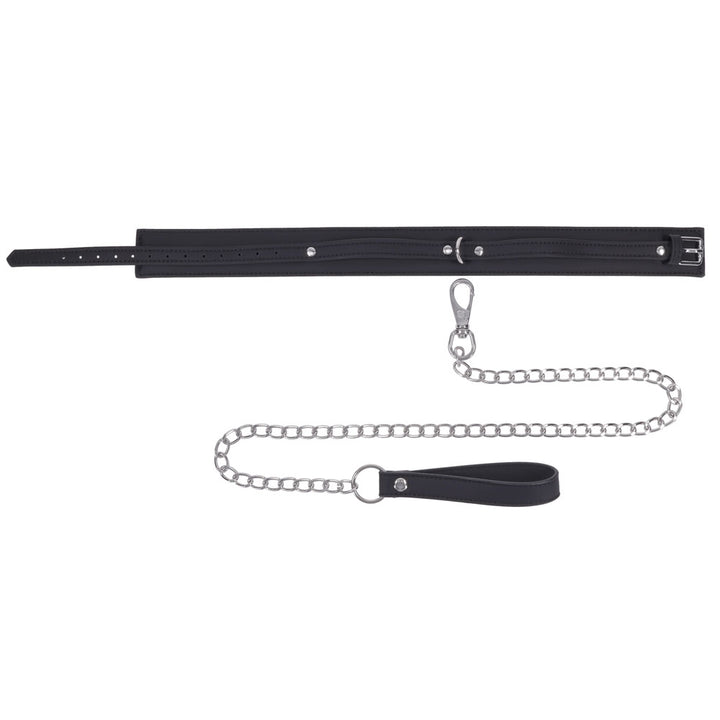 SPORTSHEETS Signature Midnight Muse Collar & Leash - Black Adjustable Restraint
