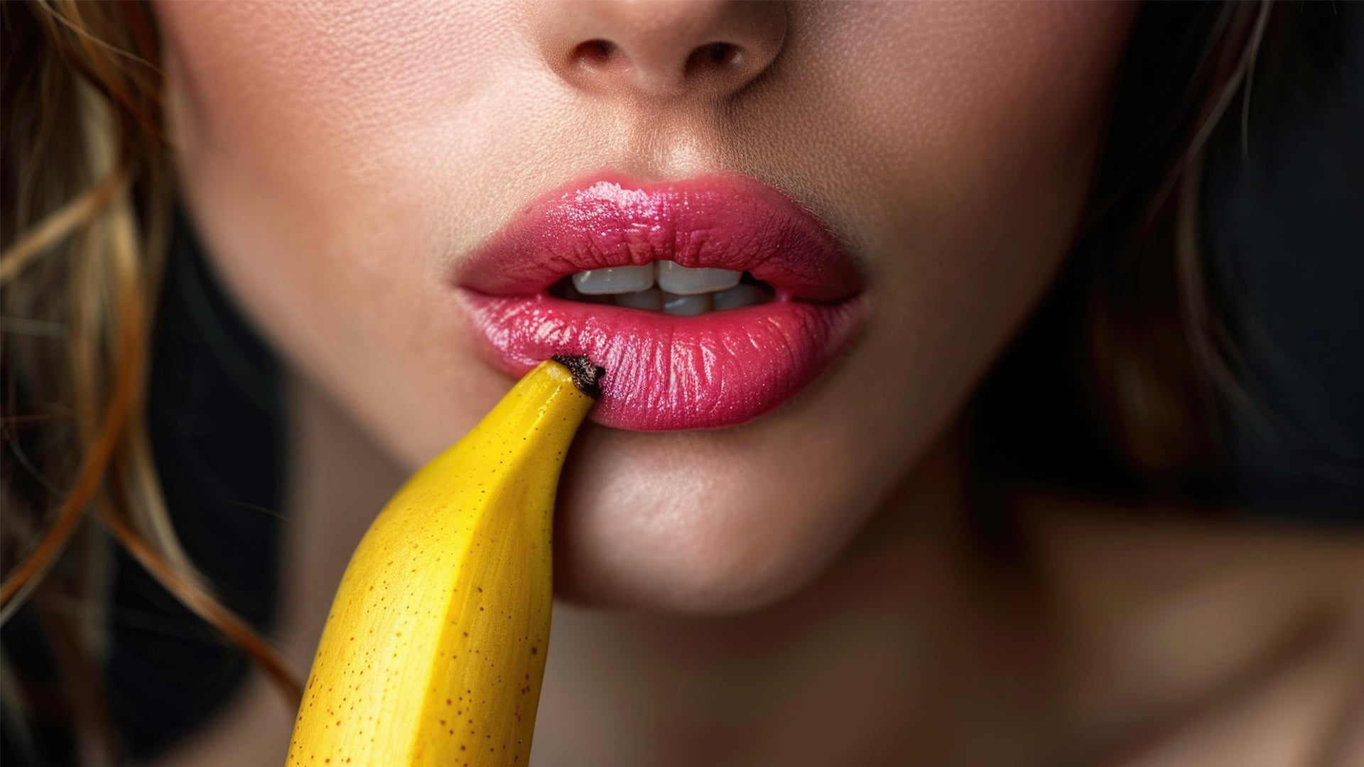 closeup of a women holding a banana seductively