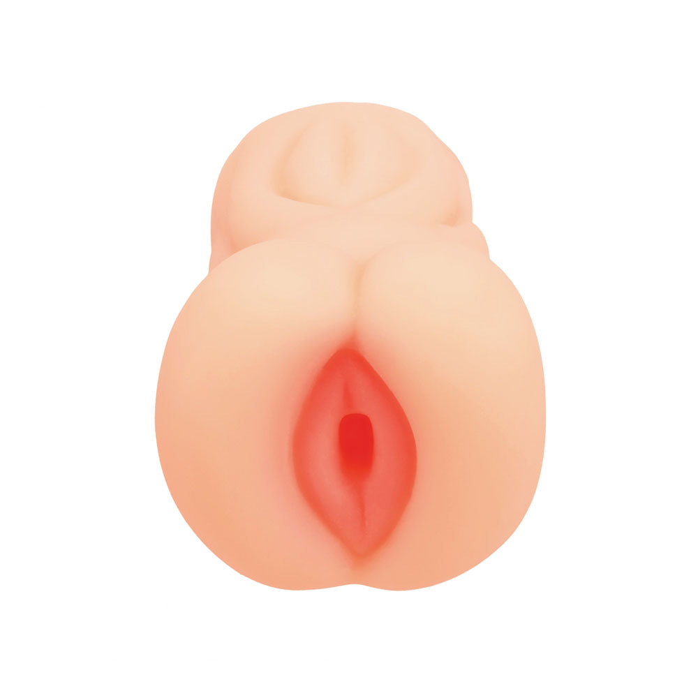 XKIN PinUp Girls Tiffany Throatcheck Stroker, front-on close-up of the sculpted vulva entry