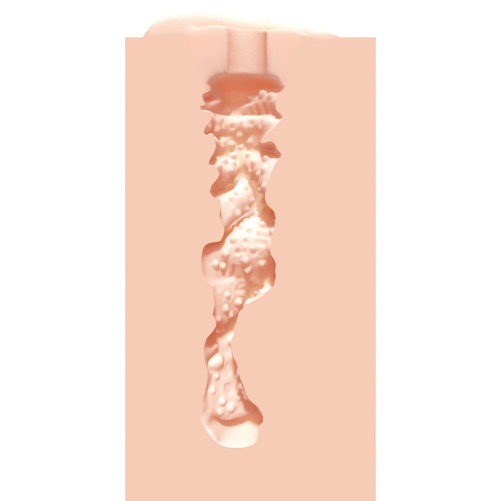 XKIN PinUp Girls Tiffany Throatcheck Stroker, cutaway diagram of the ribbed internal canal