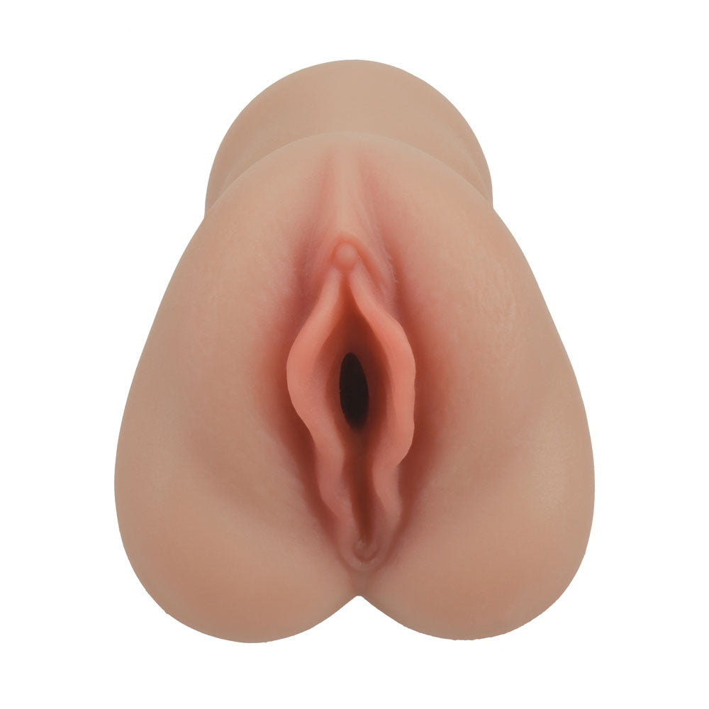 XKIN Career Girls Lacey Dustandride Stroker, front-on close-up of the sculpted vulva entry