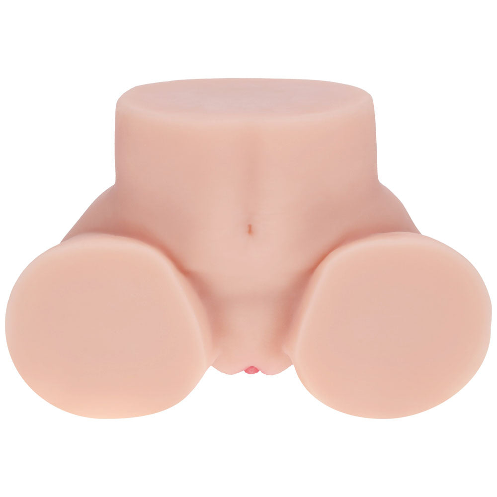 XKIN Bodyforms Rina Brooks Stroker, front three-quarter view with the vulva at the base of the belly