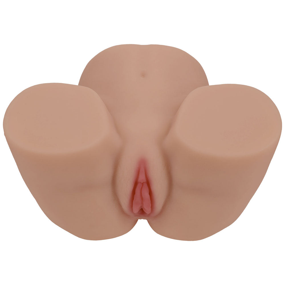 XKIN Bodyforms Lux Arden Stroker, front view of the hips showing the navel and the vulva opening