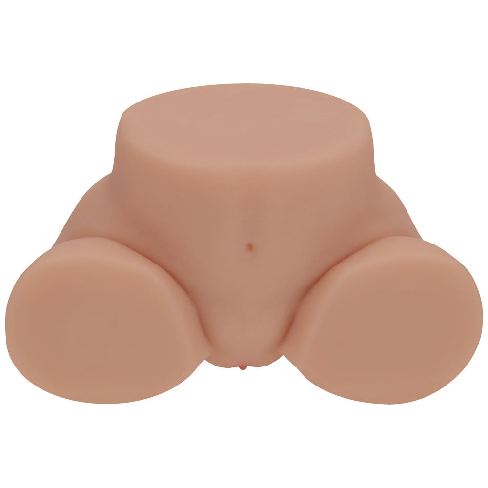 XKIN Bodyforms Lux Arden Stroker, front three-quarter view with the vulva at the base of the belly