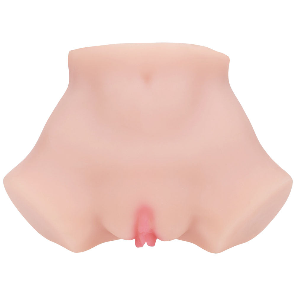 XKIN Bodyforms Aria Summers Stroker, front three-quarter view with the vulva at the base of the belly