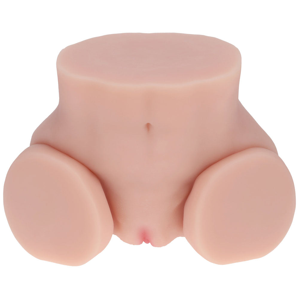 XKIN Bodyforms Mia Hart Stroker, front three-quarter view with the vulva at the base of the belly