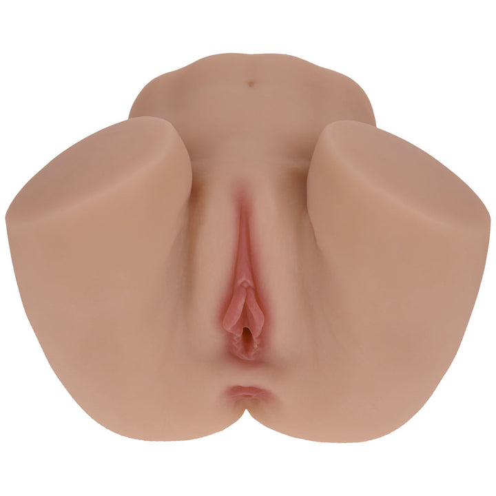 XKIN Bodyforms Nina Vale Stroker, front view of the hips showing the navel and the vulva opening