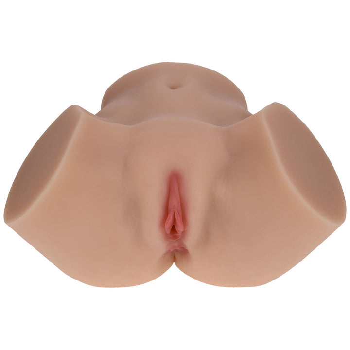 XKIN Bodyforms Valentina Vellure Stroker, front view of the hips showing the navel and the vulva opening
