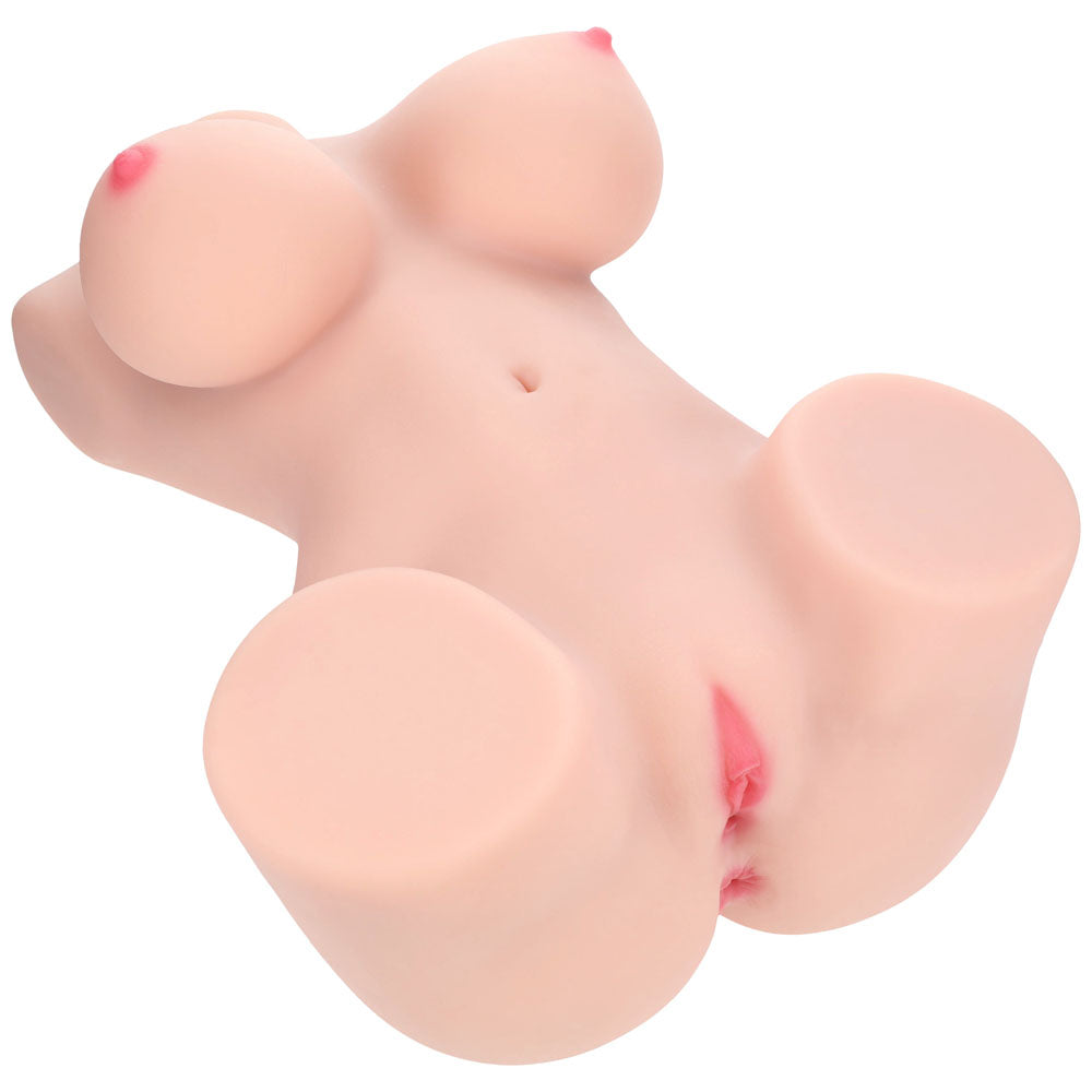 XKIN Bodyforms Aveline Luxe Stroker, torso reclining at an angle showing the breasts and hip