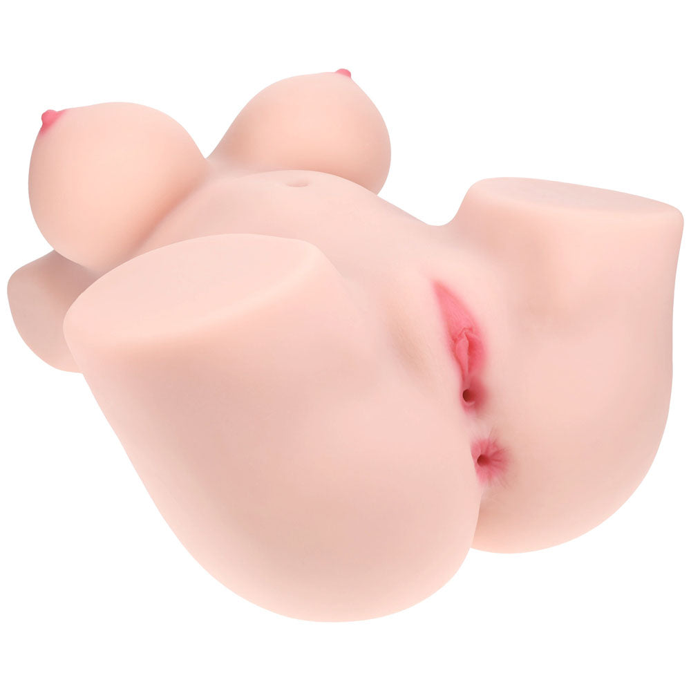 XKIN Bodyforms Aveline Luxe Stroker, angled from behind showing the buttock and both entries