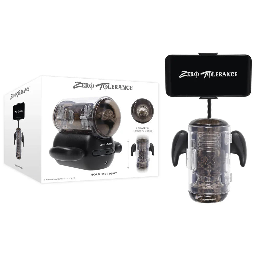 Zero Tolerance Hold Me Tight Vibrating Auto Stroker with Phone Holder, Black