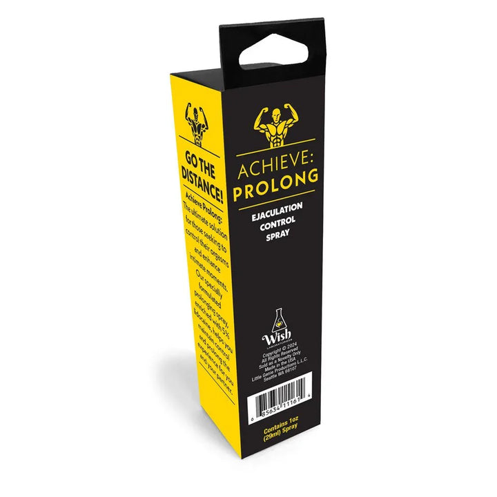 Achieve Prolong retail carton alone, yellow and black with a hanging tab