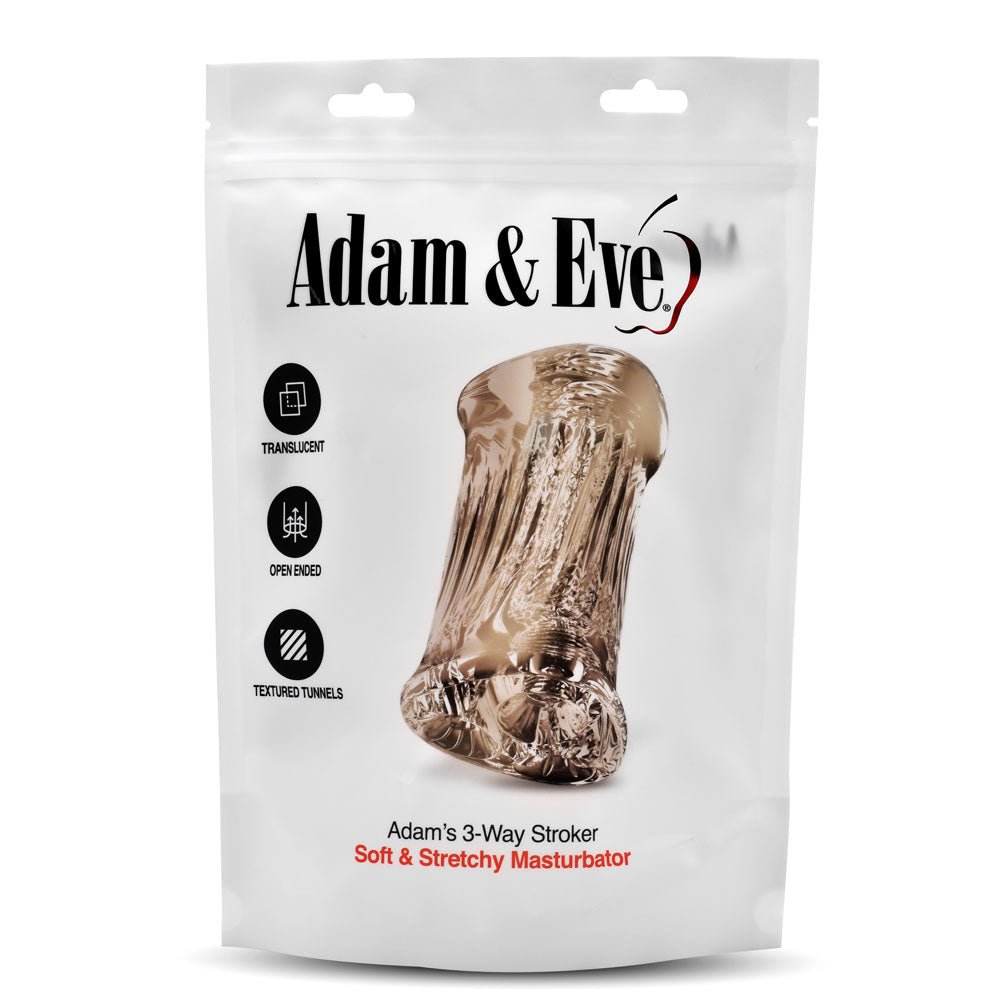 Buy Adam & Eve Adam's 3 - Way Stroker - Clear Triple Hole Stroker – Naughtyhut NZ sex toys online. Discreet delivery & top brands.